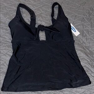 NWT Old Navy Black swim Tankini Top with tie Bow Detail small women’s